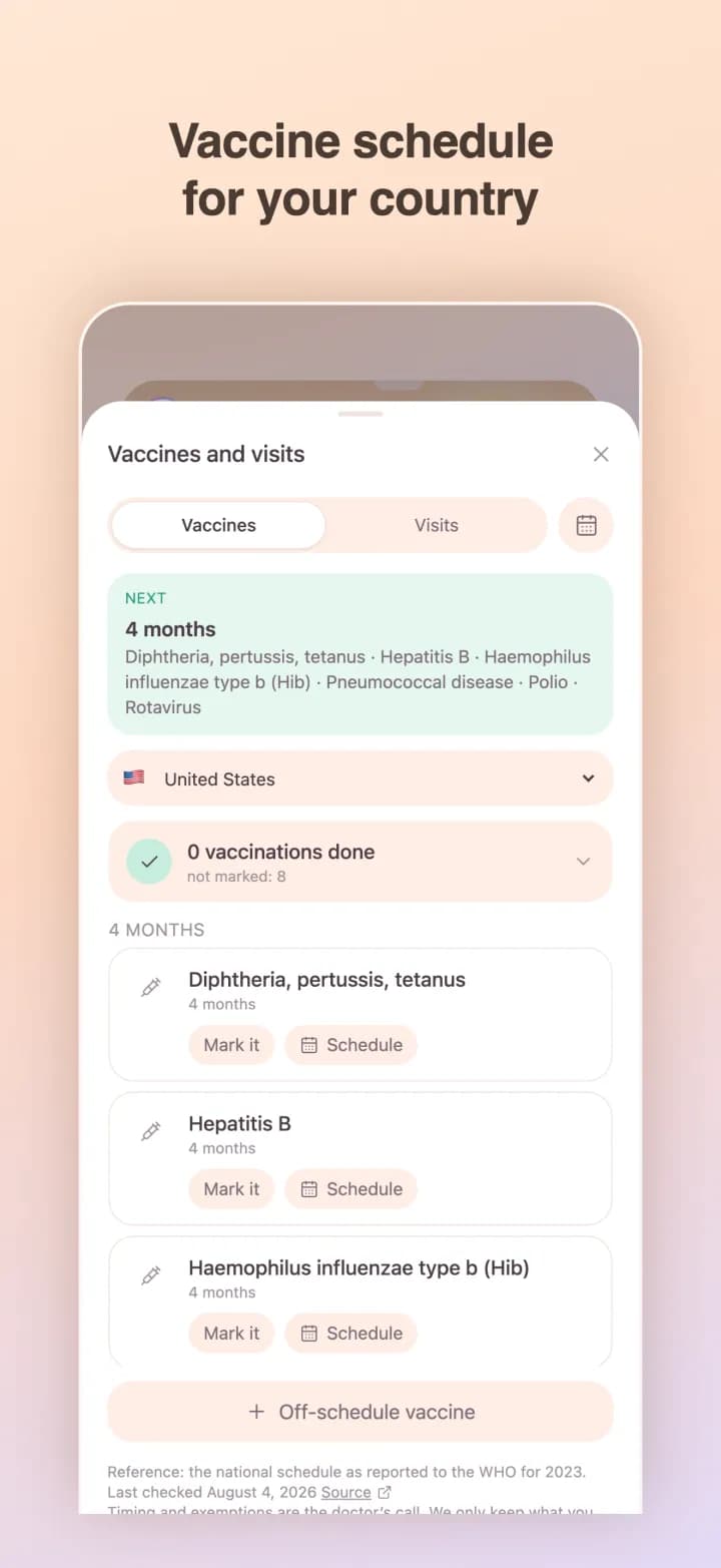 The vaccination calendar