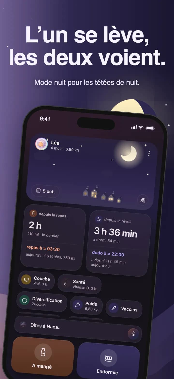 Mode nuit : les mêmes boutons en thème sombre